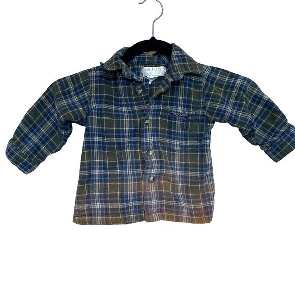 Mom's Little Monster Toddler Plaid Flannel Button Down Shirt 18 Months Unique - Picture 4 of 5